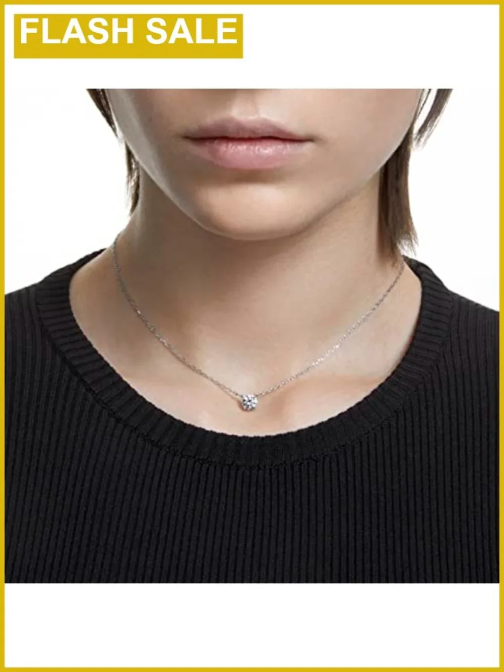 Swarovski Stilla Attract Crystal Pendant Necklace Rhodium Plated 14.875 in